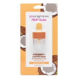 SPASCRIPTIONS Fruit Glow Nourishing Lip Oil - Coconut + Lactic Acid, 0.18 fl oz